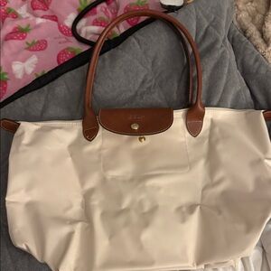 Longchamp Le Pliage Cream Tote- Large